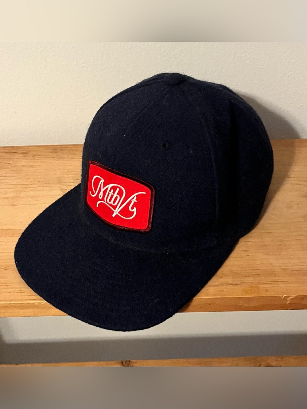 MTB VT Mountain Bike Vermont The Classic Navy Baseball Cap with Red Script Patch